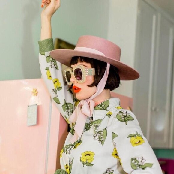 Bijou Van Ness hat, felt , used in good shape. Super cute blush pink. Size 57 M - Picture 8 of 8